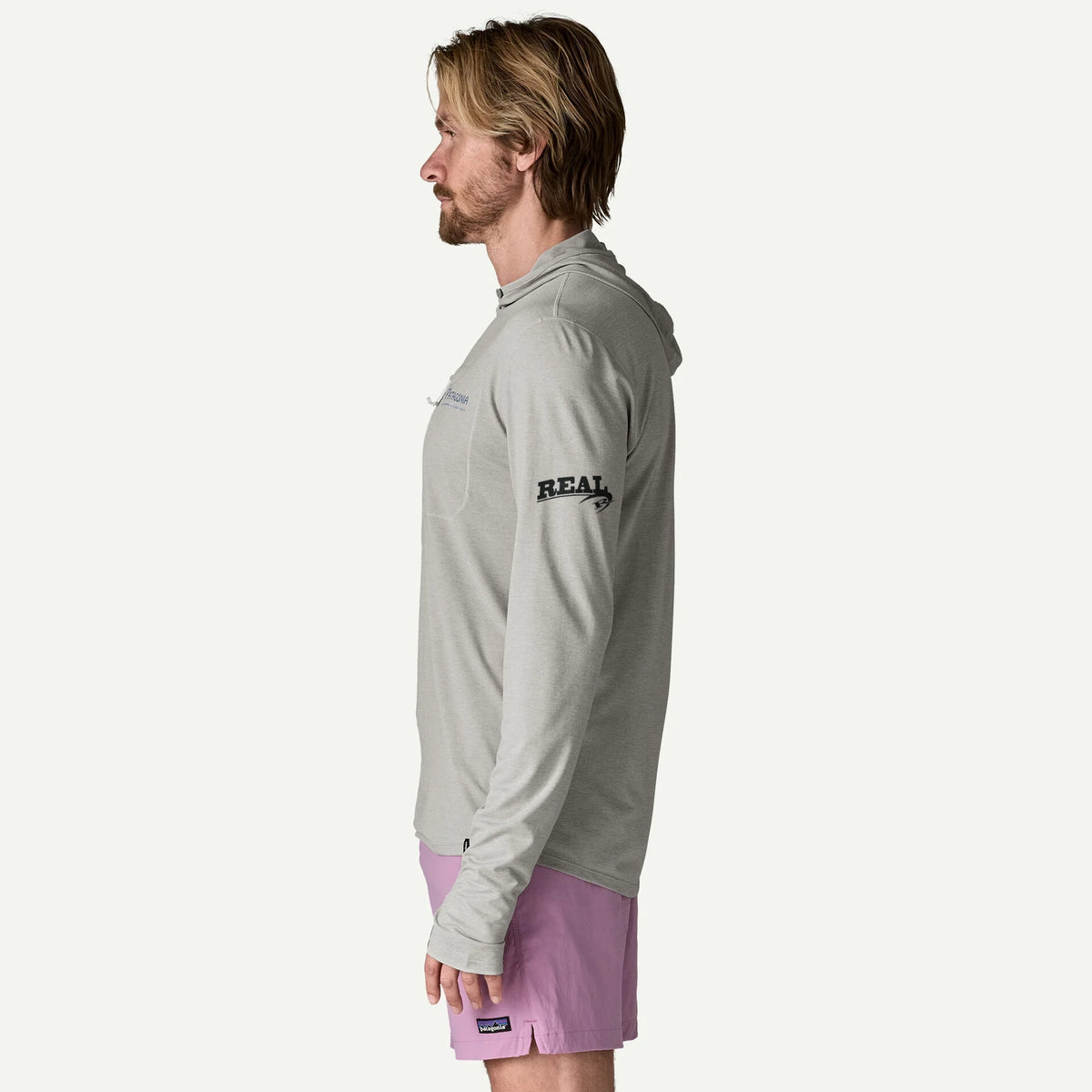 Patagonia x REAL Cap Cool Sun Hooded Water People Banner Sun Shirt-Crisp Grey