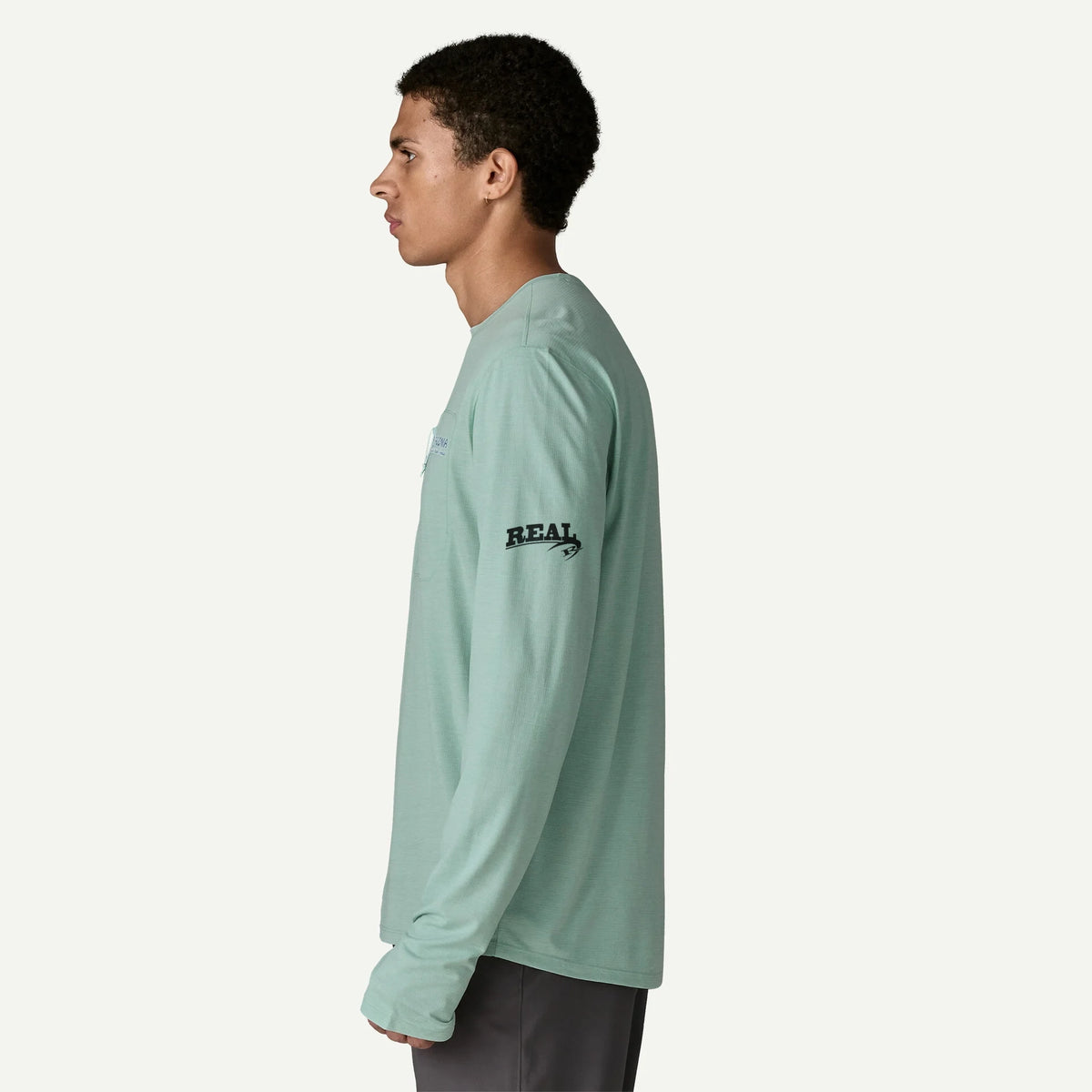 Patagonia x REAL Cap Cool L/S Water People Banner Sun Shirt-Thermal Blue