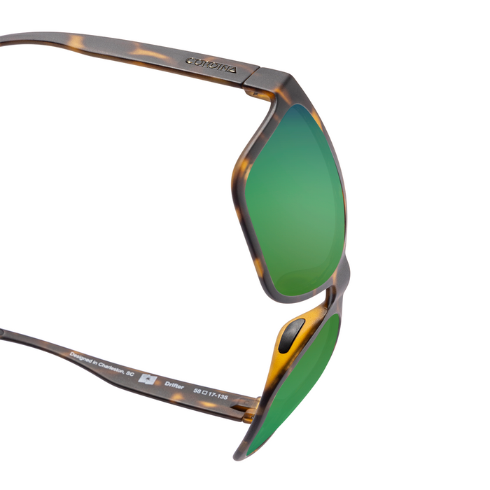 Cordina Drifter Glass Sunglasses-Matte Tort/Green Mirror Polar