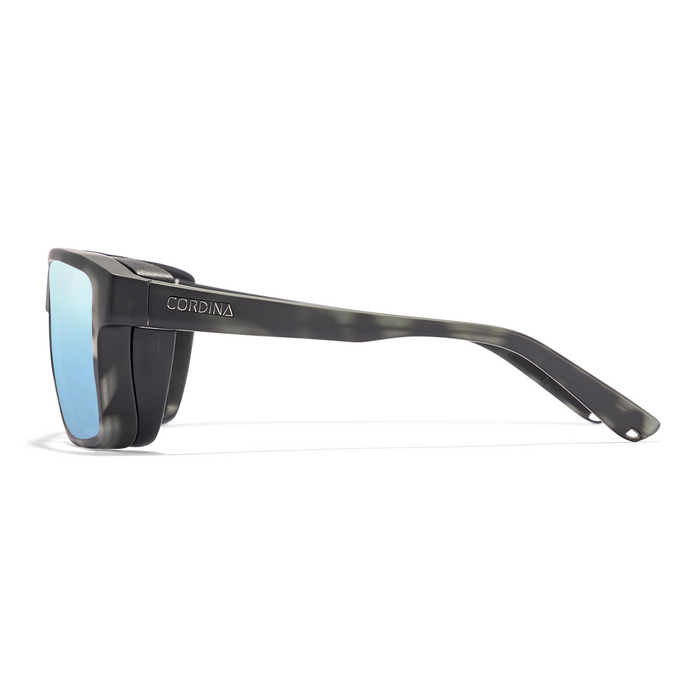 Cordina Lowlander Glass Sunglasses-Matte Black Tort/Blue Mirror Polar