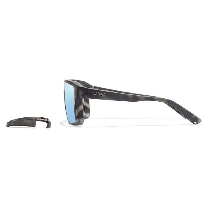Cordina Lowlander Glass Sunglasses-Matte Black Tort/Blue Mirror Polar