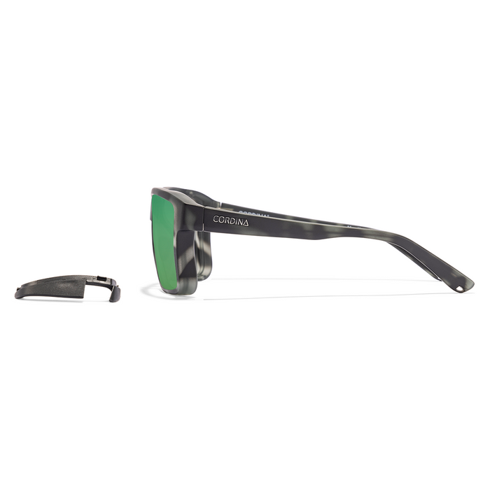 Cordina Lowlander Sunglasses-Matte Black Tort/Green Mirror Polar