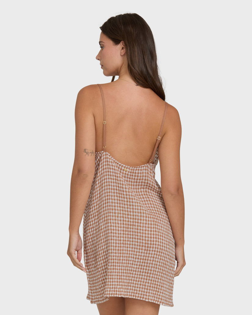 Billabong Summer Love Check Dress-Sugar Almond