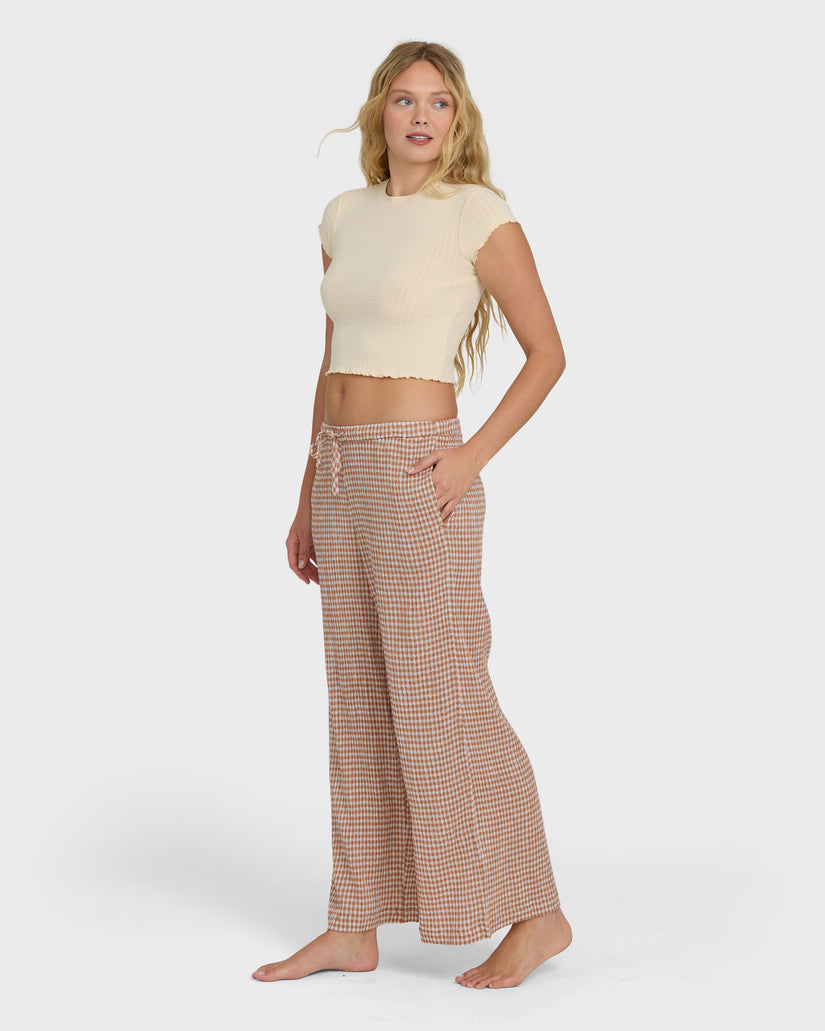 Billabong Wanderer Bitty Check Yd Pants-Sugar Almond