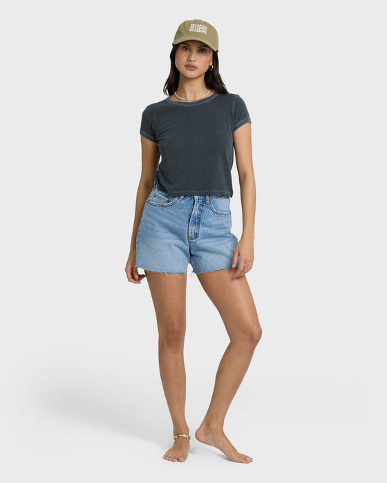 Billabong Riley Denim Shorts-Faded Indigo Fray