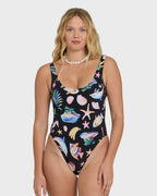 Billabong Party Wave Tanker One Piece-Black Pebble