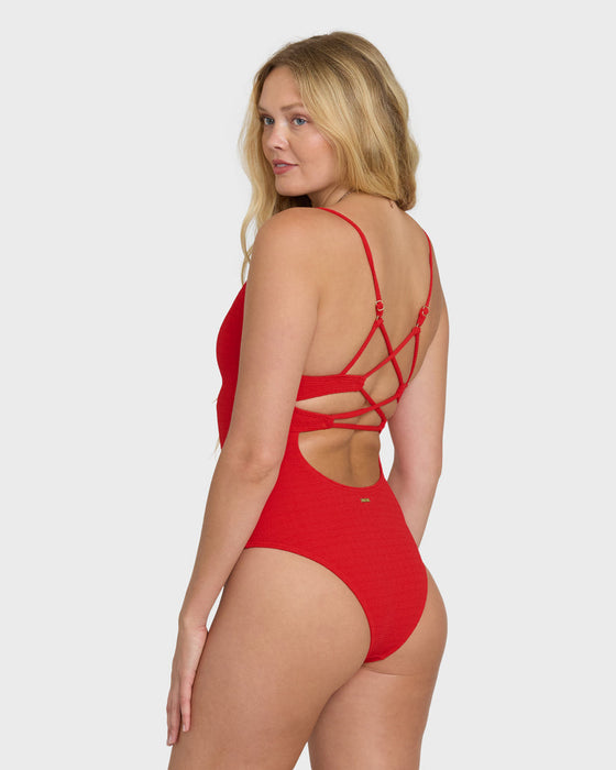 Billabong Rising Tide Strappy One Piece-Fiesta Red