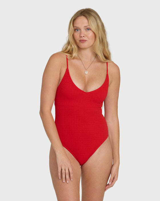Billabong Rising Tide Strappy One Piece-Fiesta Red
