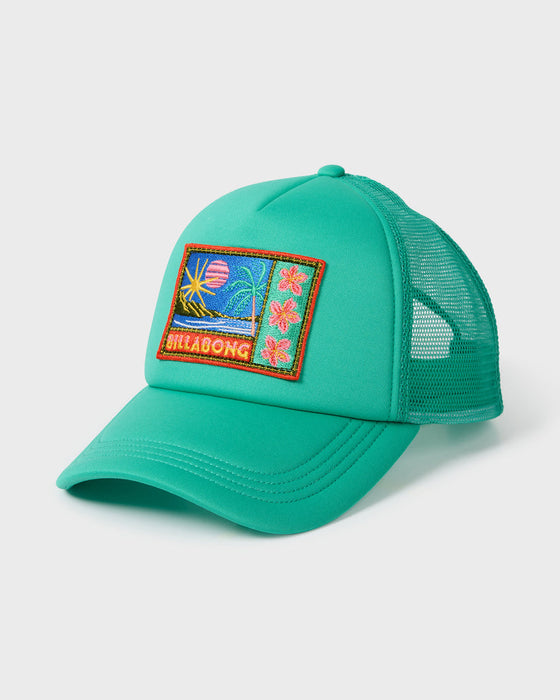 Billabong Grandpa Trucker Hat-Green Tropics