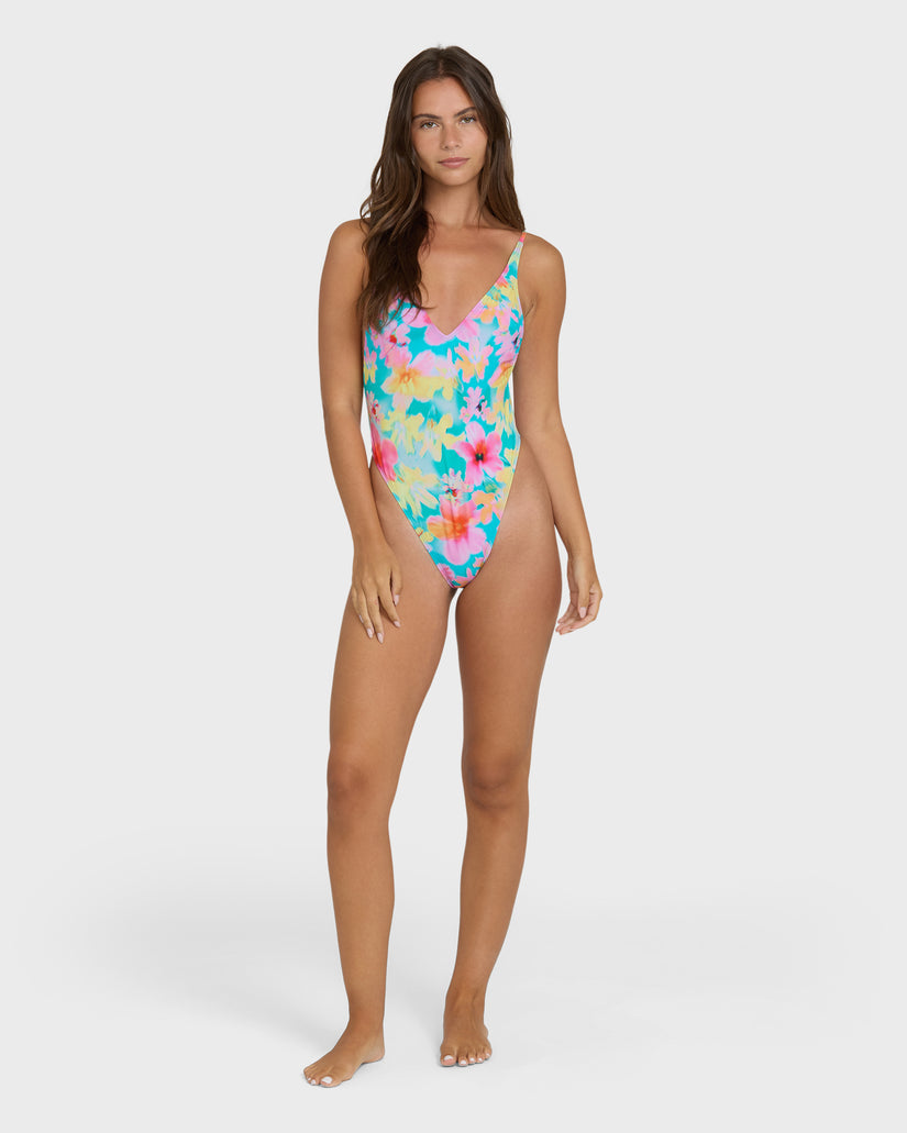 Billabong Pipe Dreams Deep V One Piece-Bright Marine