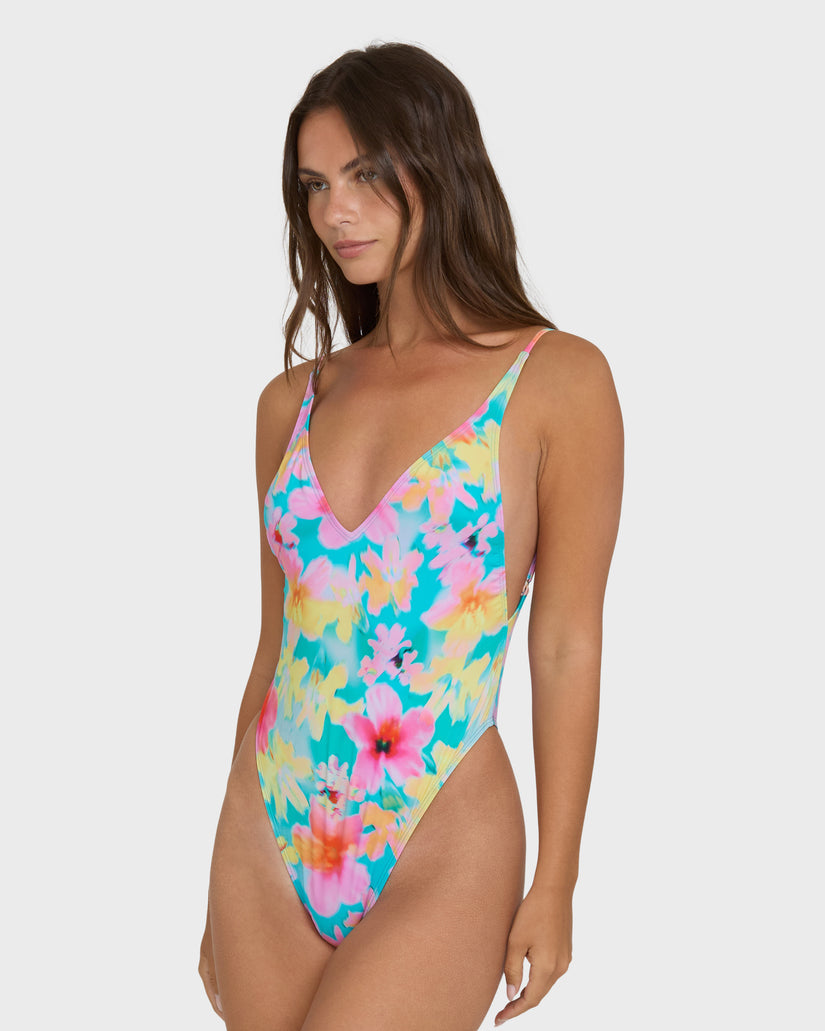 Billabong Pipe Dreams Deep V One Piece-Bright Marine