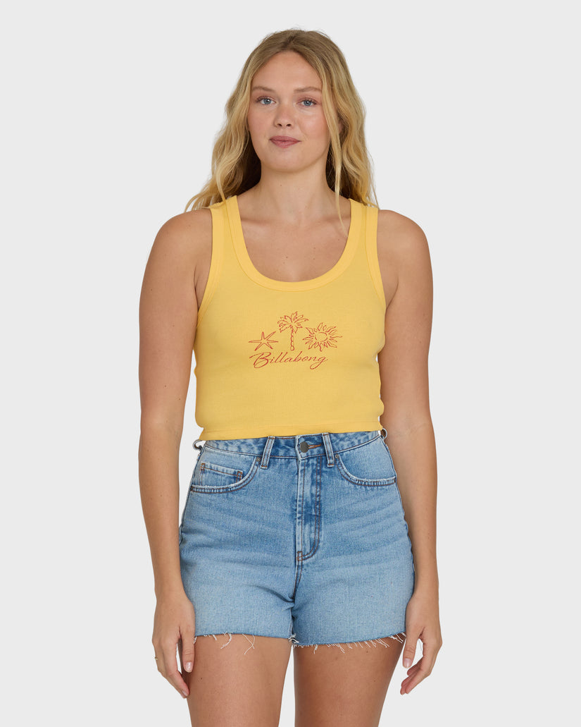 Billabong Sun Palm Seashell Tank-Soft Yellow