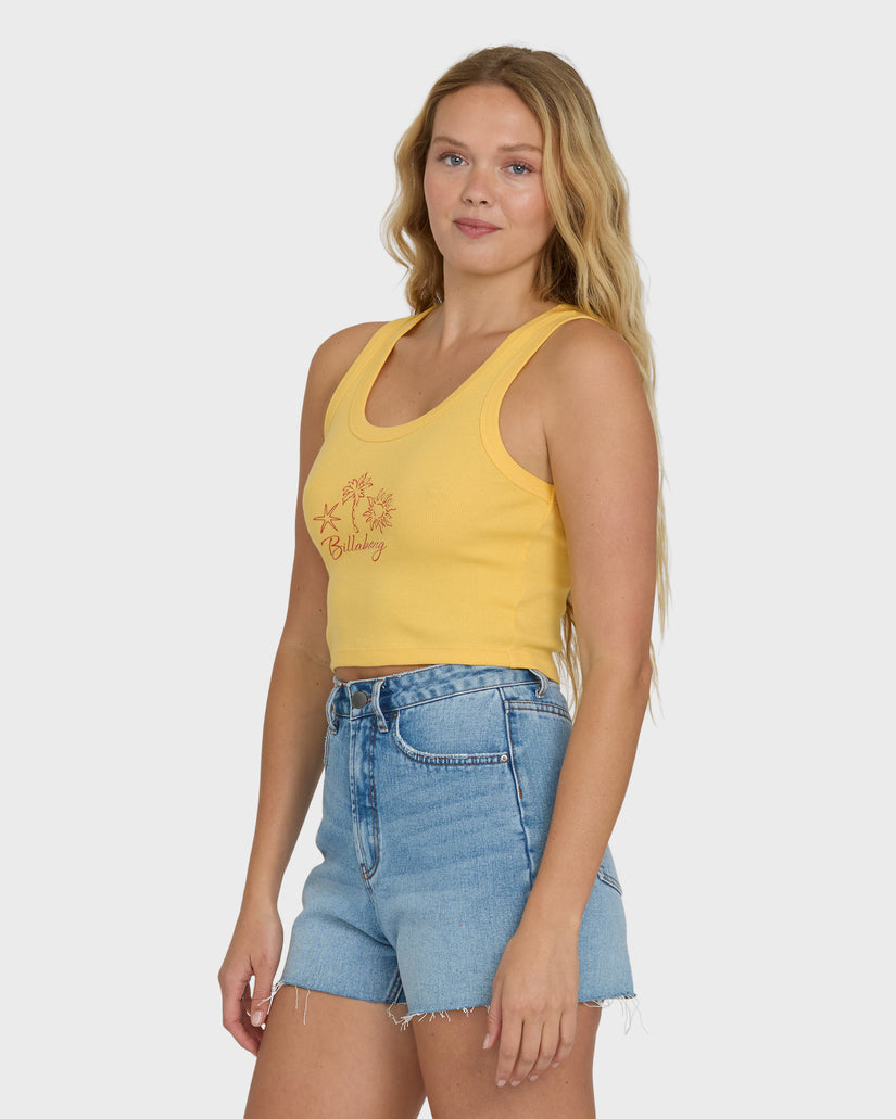 Billabong Sun Palm Seashell Tank-Soft Yellow