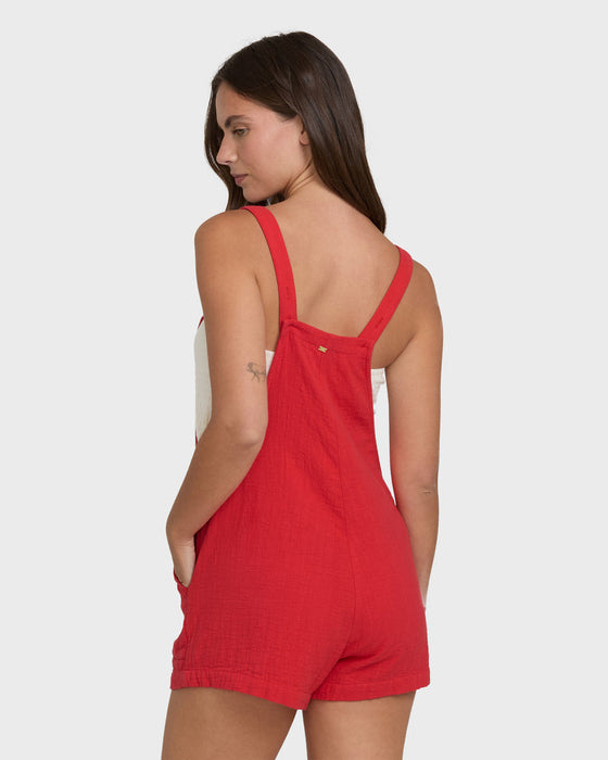 Billabong Beach Crush Romper-Fiesta Red