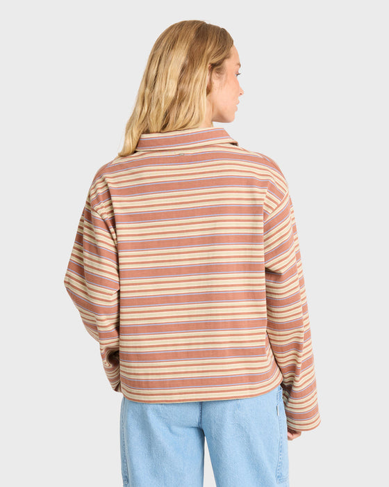 Billabong Sugar Stripe Polo L/S Shirt-Sugar Almond
