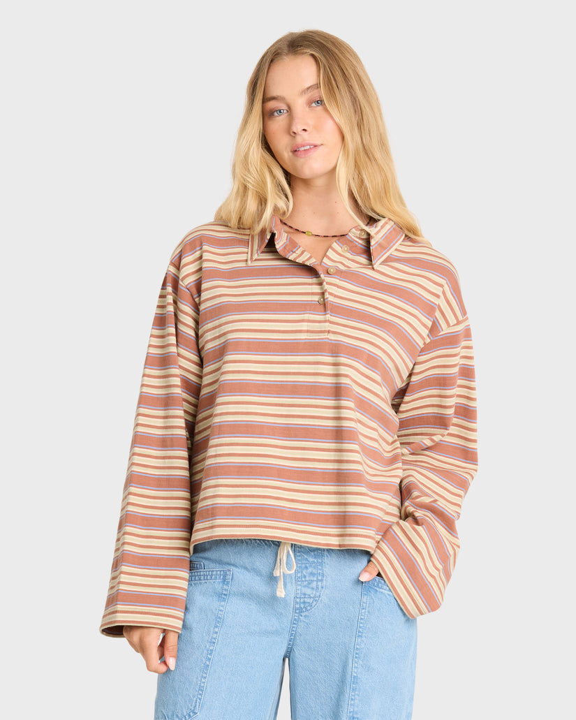 Billabong Sugar Stripe Polo L/S Shirt-Sugar Almond