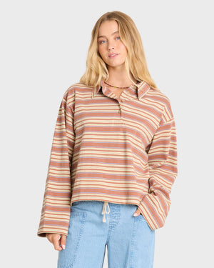 Billabong Sugar Stripe Polo L/S Shirt-Sugar Almond