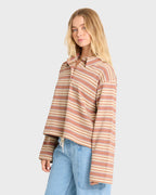 Billabong Sugar Stripe Polo L/S Shirt-Sugar Almond