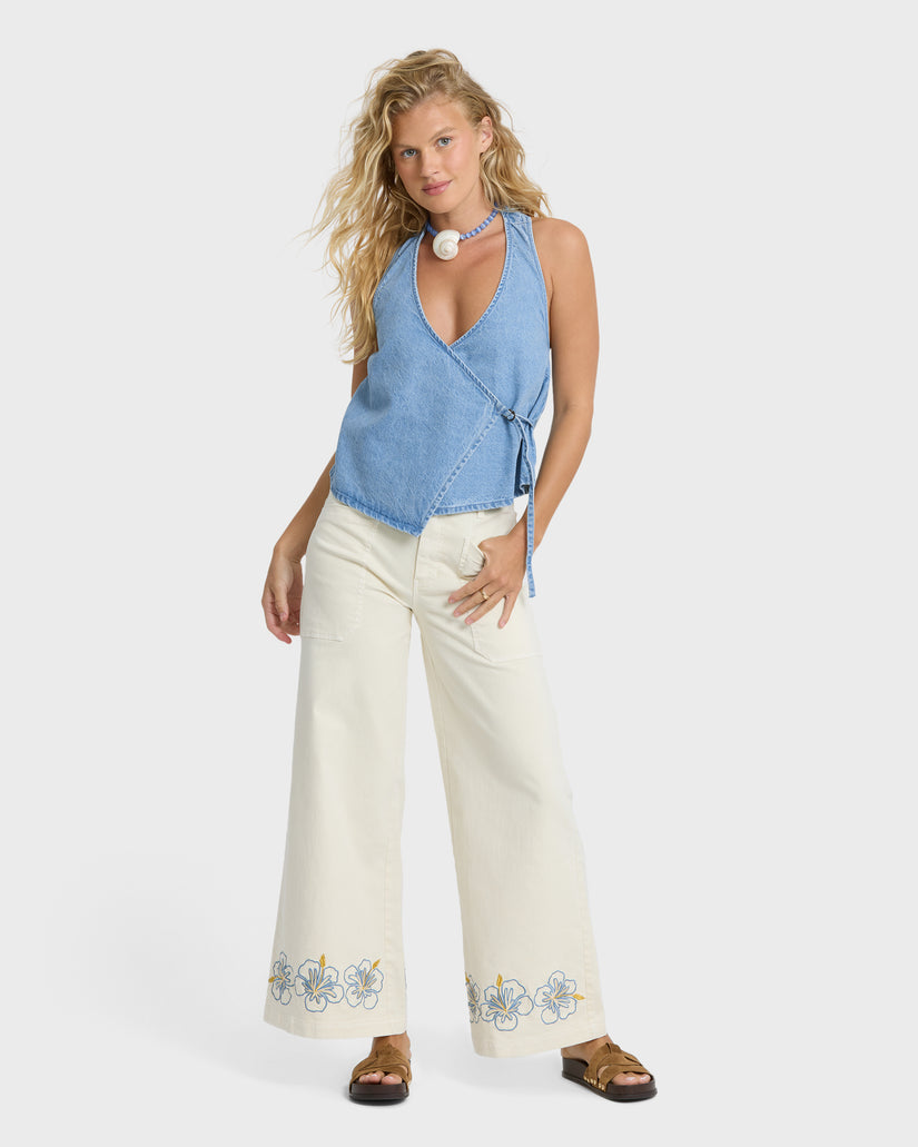 Billabong Lyla Saltwashed Halter Tank-Sea Blue