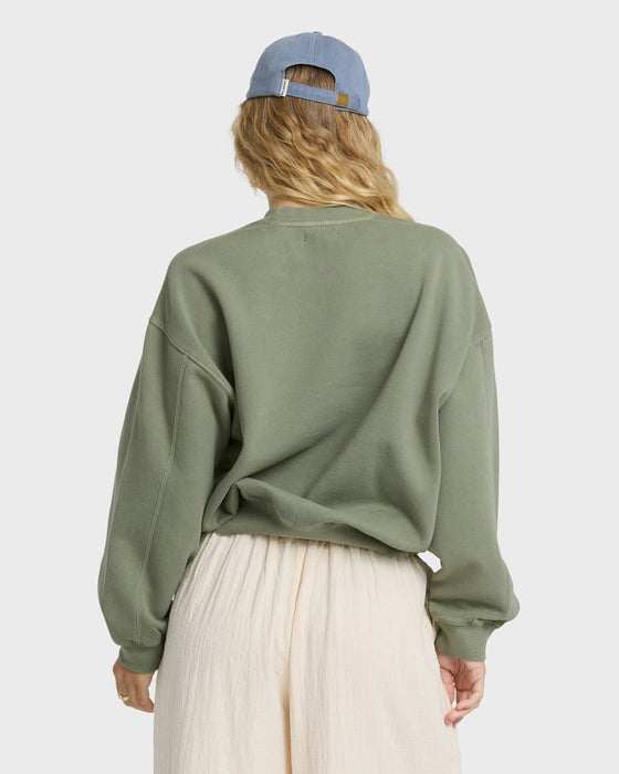 Billabong Vibes Kendal Crew Sweatshirt-Army Green