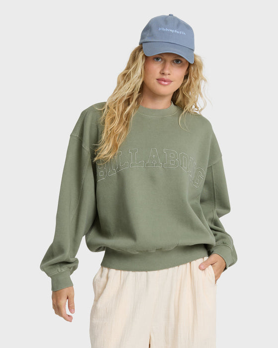 Billabong Vibes Kendal Crew Sweatshirt-Army Green