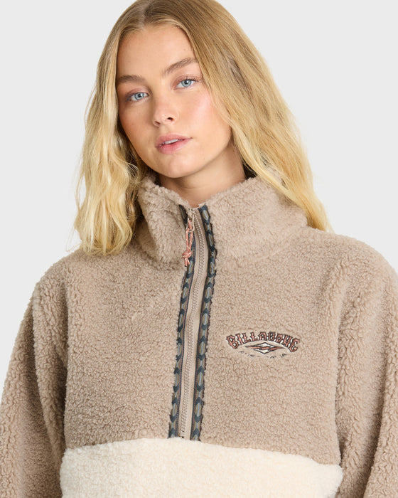 Billabong Horizon Sherpa Mock Neck Jacket-Cobblestone