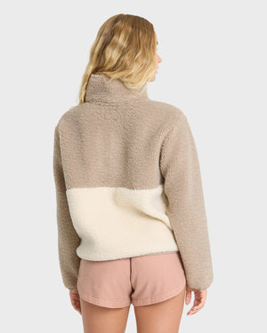 Billabong Horizon Sherpa Mock Neck Jacket-Cobblestone— Alternate View