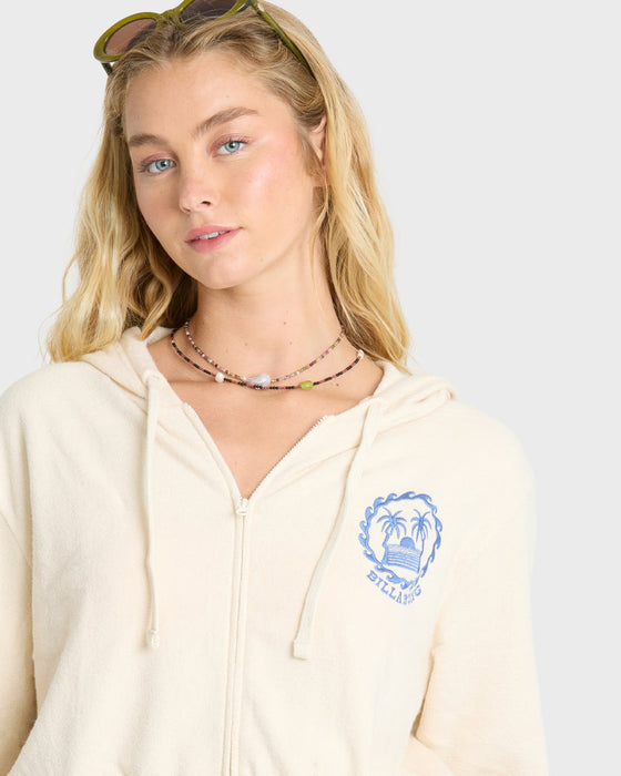 Billabong Palm 73 Zip Hooded Fleece Sweatshirt-White Cap