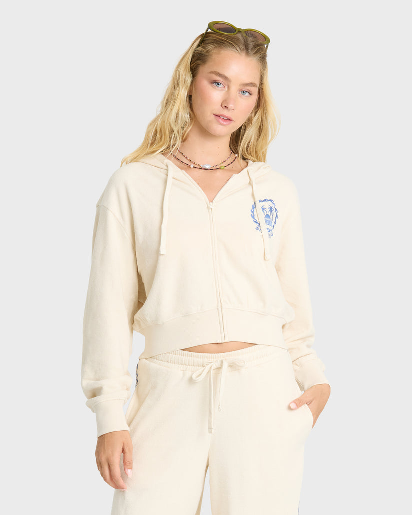 Billabong Palm 73 Zip Hooded Fleece Sweatshirt-White Cap
