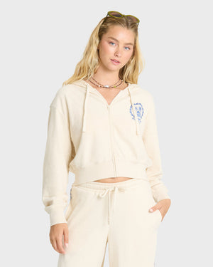 Billabong Palm 73 Zip Hooded Fleece Sweatshirt-White Cap