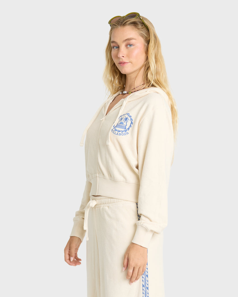 Billabong Palm 73 Zip Hooded Fleece Sweatshirt-White Cap