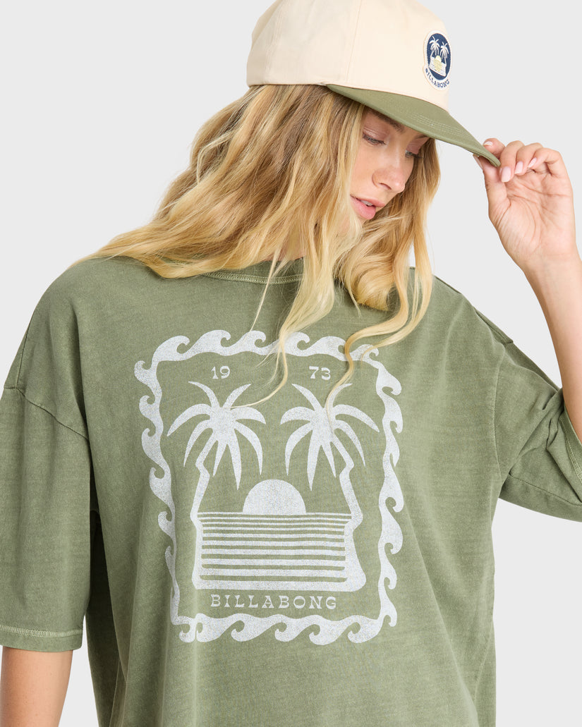 Billabong Wave Stamp Tee-Army Green