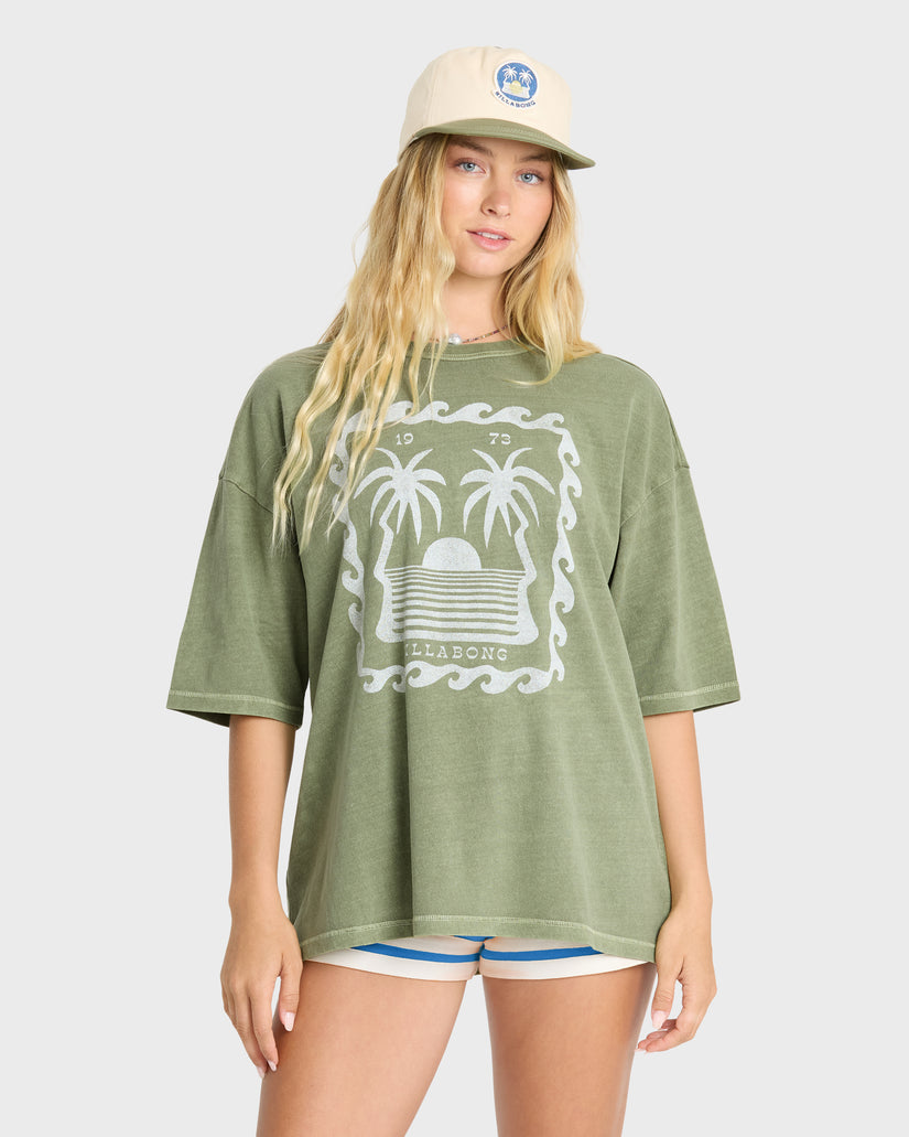 Billabong Wave Stamp Tee-Army Green
