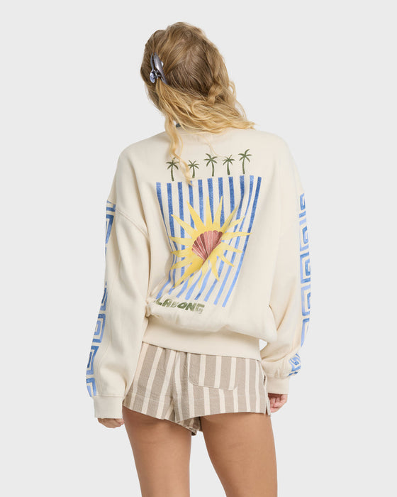 Billabong Carnival Kendal Crew Fleece Sweatshirt-White Cap