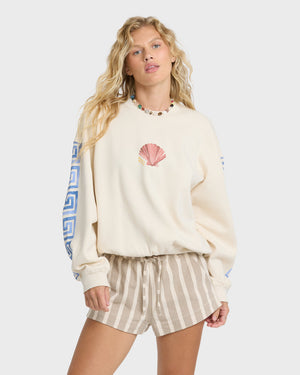 Billabong Carnival Kendal Crew Fleece Sweatshirt-White Cap