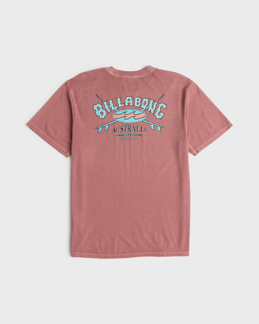 Billabong Heritage Arch WW Premium Tee-Red Dahlia