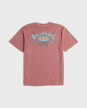 Billabong Heritage Arch WW Premium Tee-Red Dahlia