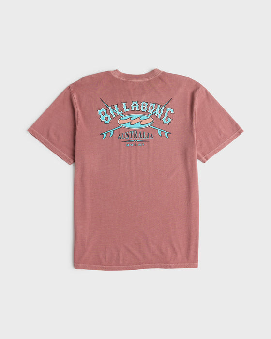 Billabong Heritage Arch WW Premium Tee-Red Dahlia