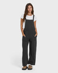 Billabong Pacific Time Jumpsuit Solid Romper-Black Sands