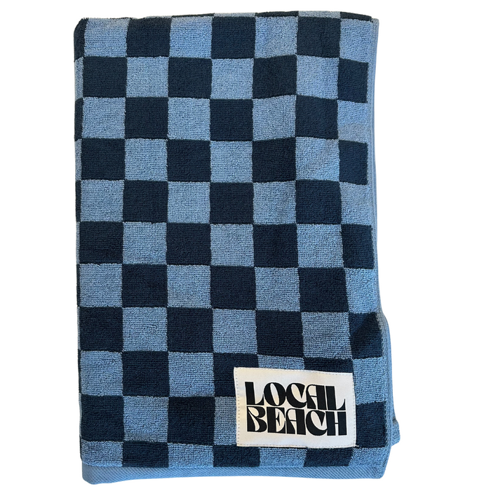 Local Beach Checker Beach & Bath Towel-Navy/Light Blue