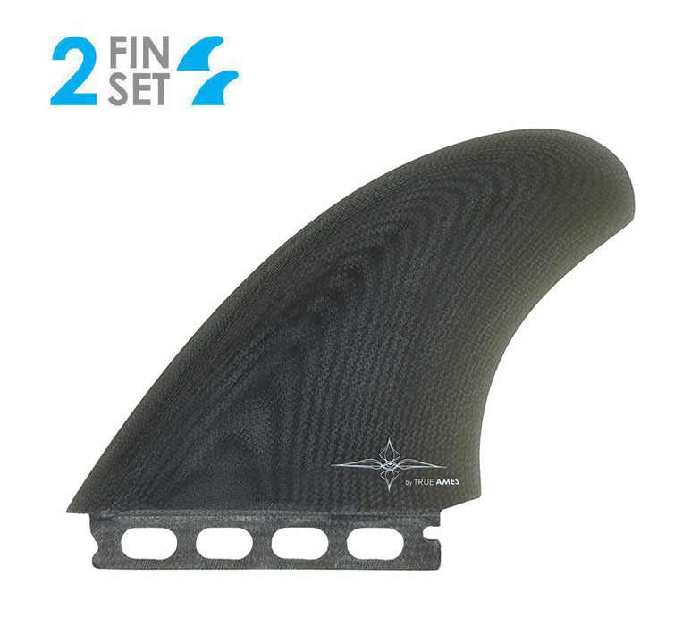 True Ames Ryan Burch Solid Fiberglass Twin Fin Set-Smoke
