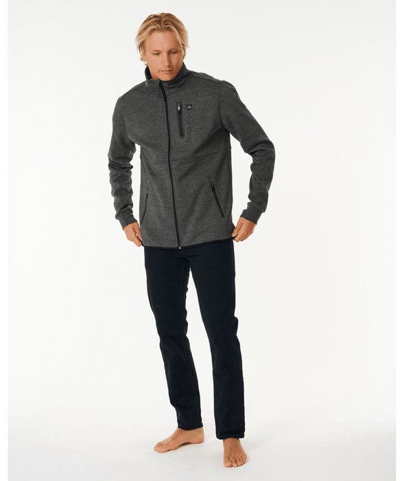 Rip Curl Anti Series Departed Zip Crew Jacket-Charcoal Marle