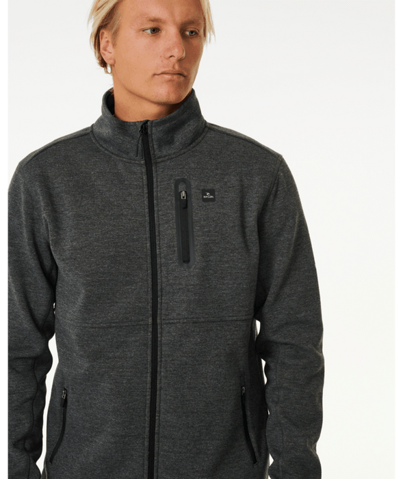 Rip Curl Anti Series Departed Zip Crew Jacket-Charcoal Marle