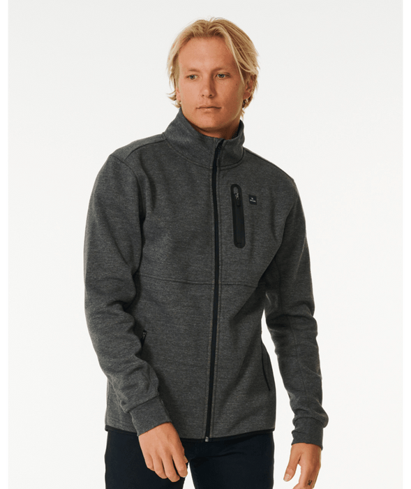 Rip Curl Anti Series Departed Zip Crew Jacket-Charcoal Marle