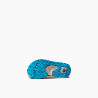 REEF Little Fanning Sandal-Grey/Aqua/Oak