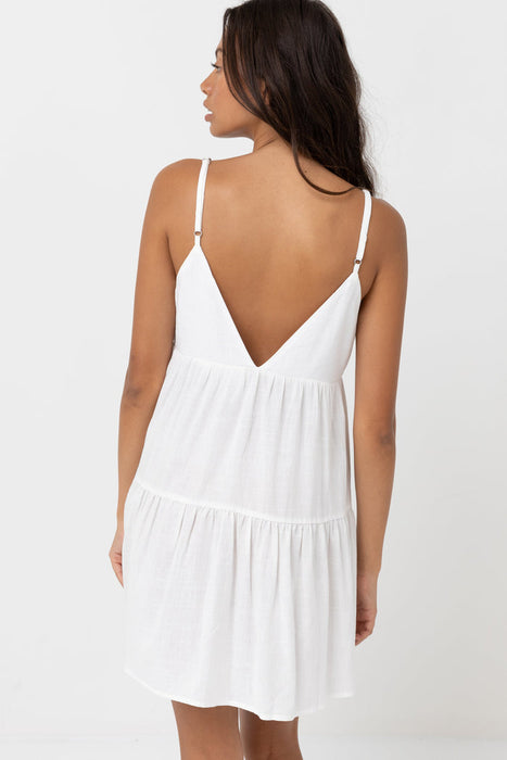 Rhythm Classic Tiered Mini Dress-White