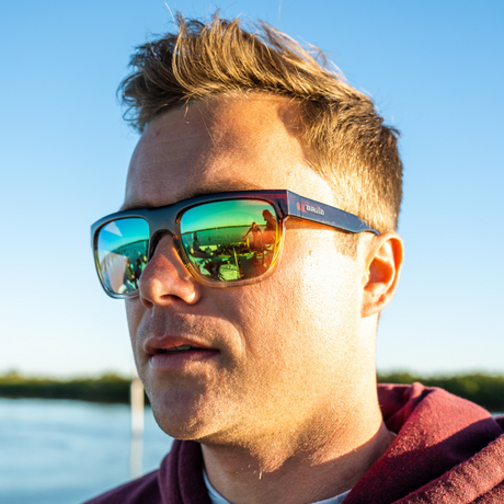 Bajio Caballo Sunglasses-Black Matte/Blue Mirror Poly