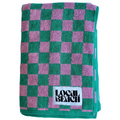 Local Beach Checker Beach & Bath Towel-Kelly/Bubble Gum