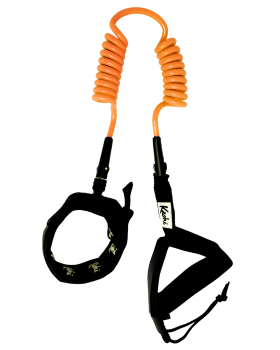 Kaohi Double Coil Ankle Leash-Orange-6' x 8mm