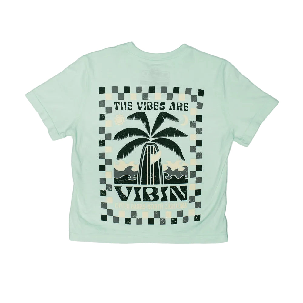 REAL Vibes Beach Crop Tee-Seaglass